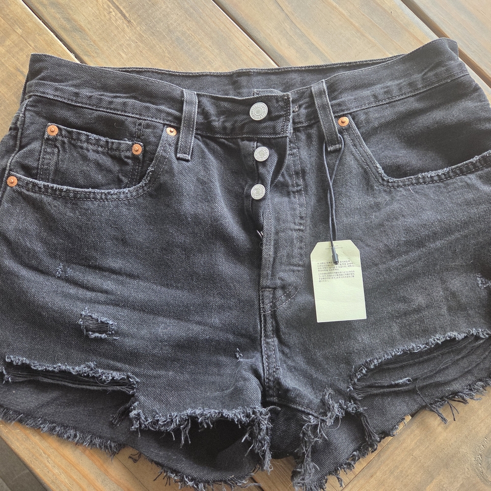 Levi's 501 Black Frayed Jean Shorts Size 30 $70 Shorts!